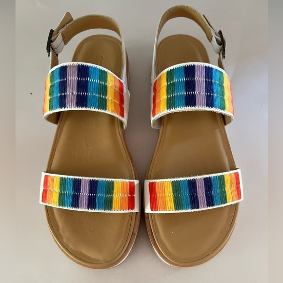 Soludos Remy City Rainbow Embroidered Sandals Summer Vacation Beach Size 8.5 - Picture 3 of 10